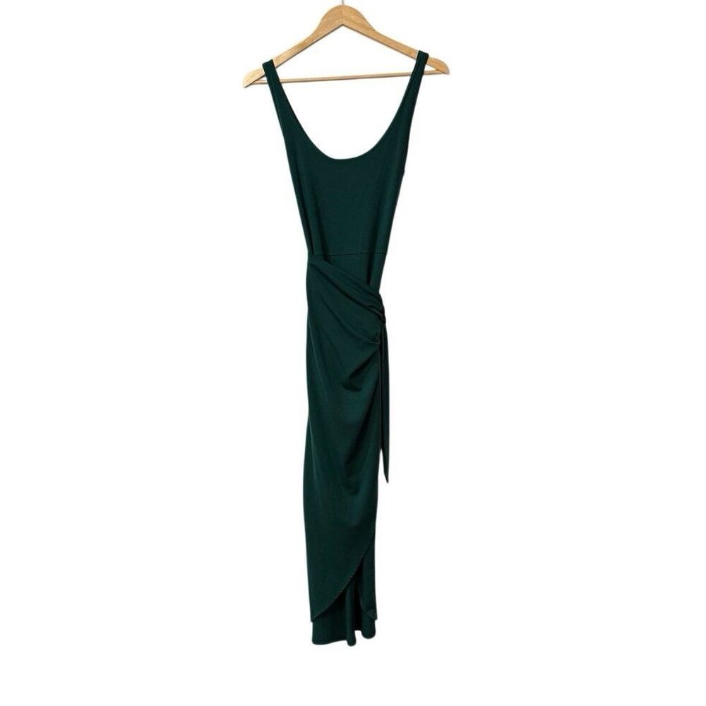 Reformation Sleeveless Kaila Dress Green Size Small Tank Knit Jersey Wrap Midi - Picture 3 of 9